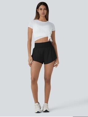 HALARA Black High-Waist Athletic Shorts